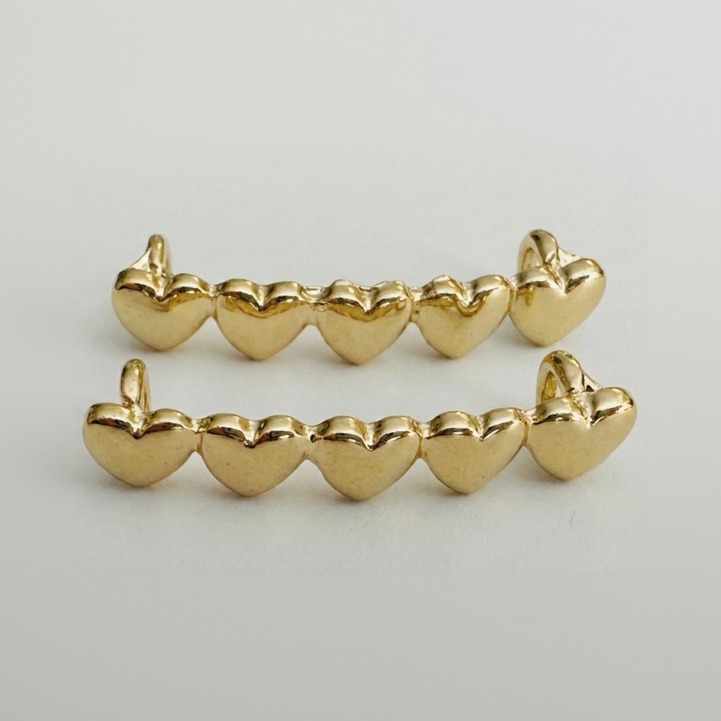 Gold Five Heartbeats Charm